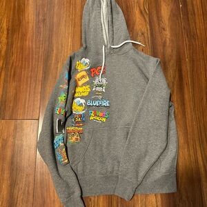 March and Ash Ash Grey Multi-Logo Graphic Hoodie - Small-UNISEX